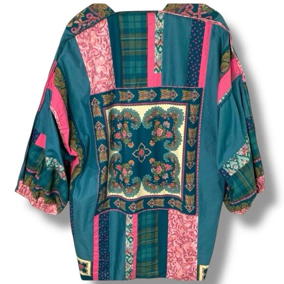 Vng Original Suzanne MacKay Reversible Patchwork Kimono L/XL Sautee Nacoochee GA - Picture 3 of 8